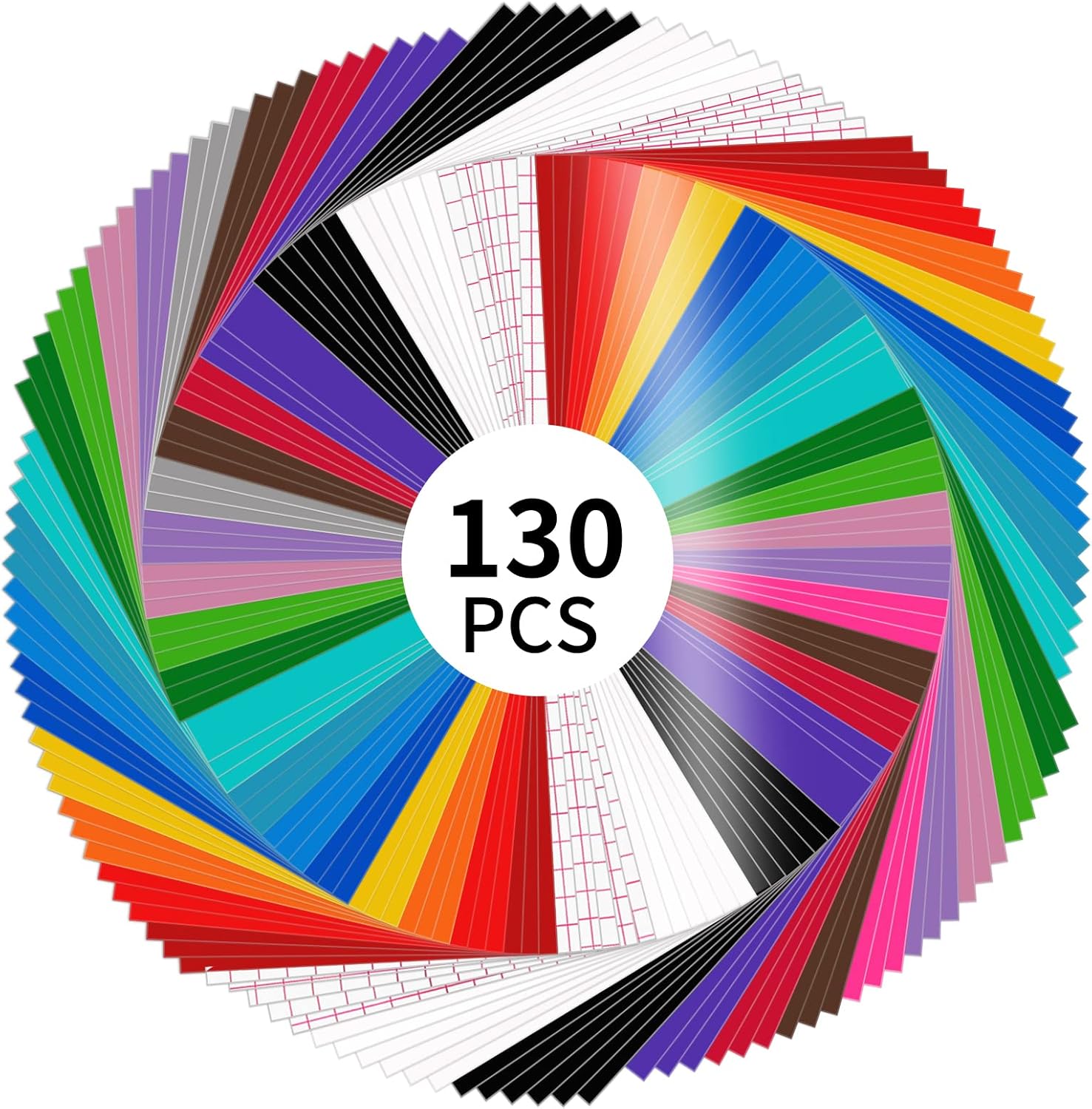 LYA Vinyl 130 Pack Permanent Vinyl Sheets for Crafting Projects