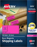 Avery 2x4 Neon Shipping Labels with Sure Feed - Bright Pink