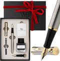 Wordsworth & Black Silver Gold Fountain Pen Set - 18K Gilded Nibs