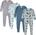 Gerber baby-boys 4-pack Footed Pajamas - Cozy Cotton Sleepwear