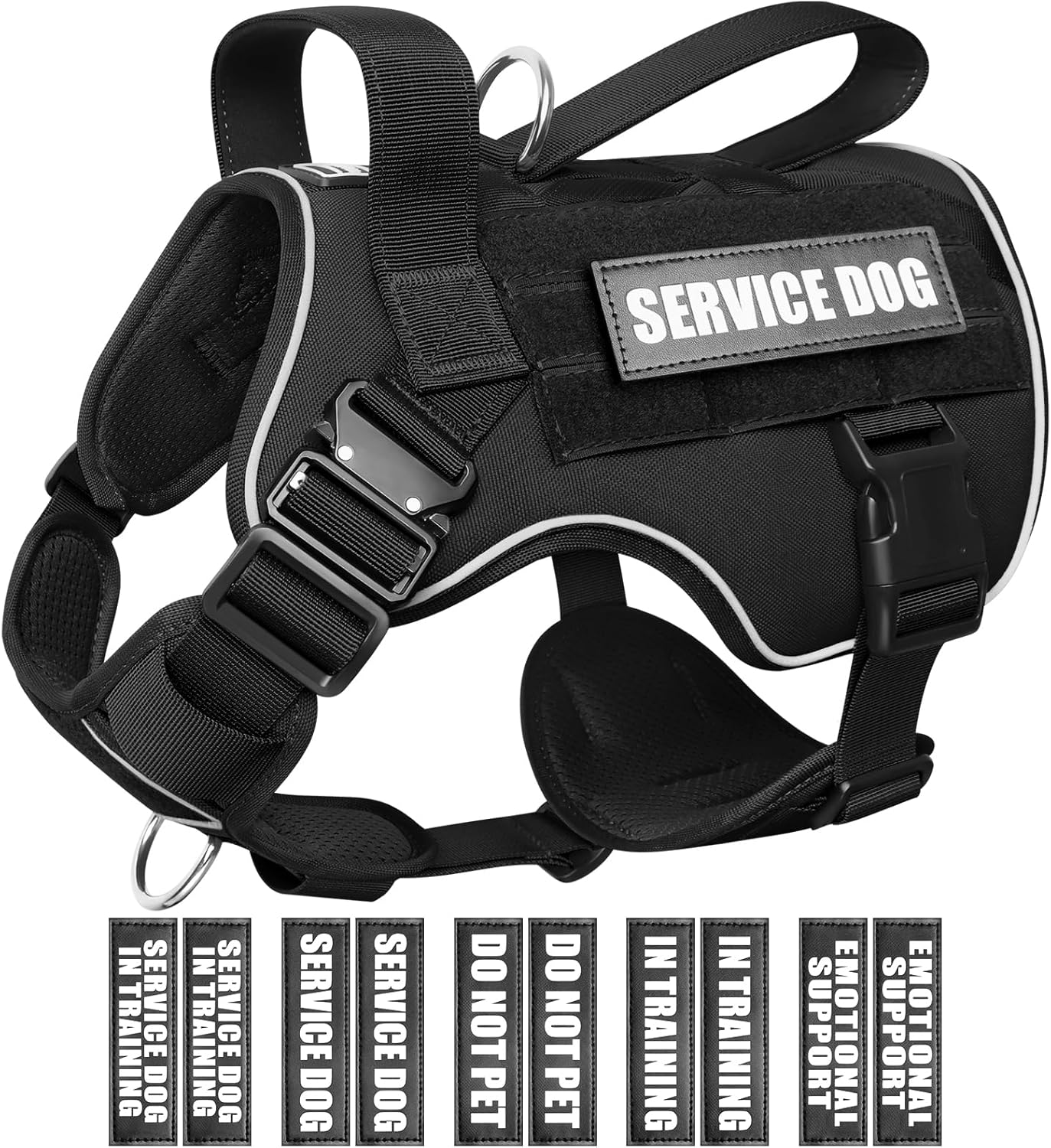 WINSEE Tactical Dog Harness for Medium Dogs - Heavy Duty MOLLE Vest