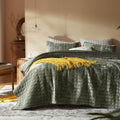 Velvet Quilt California King 118x106 in - Oversized Olive Comforter