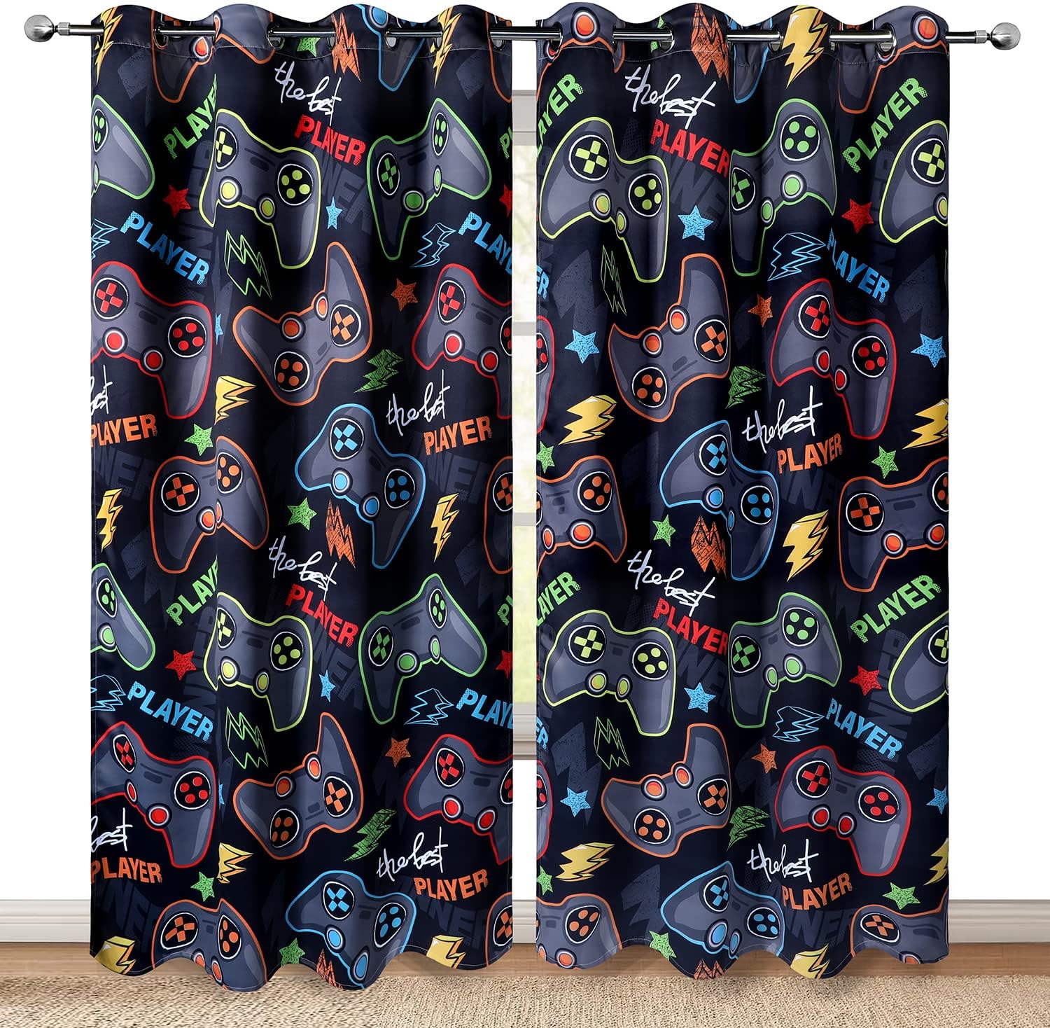 Gamer Gamepad Blackout Curtains for Kids Bedroom Decor