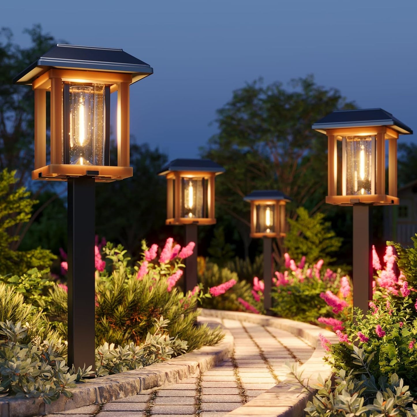 XMCOSY+ Solar Pathway Lights Outdoor Waterproof for Garden Decor