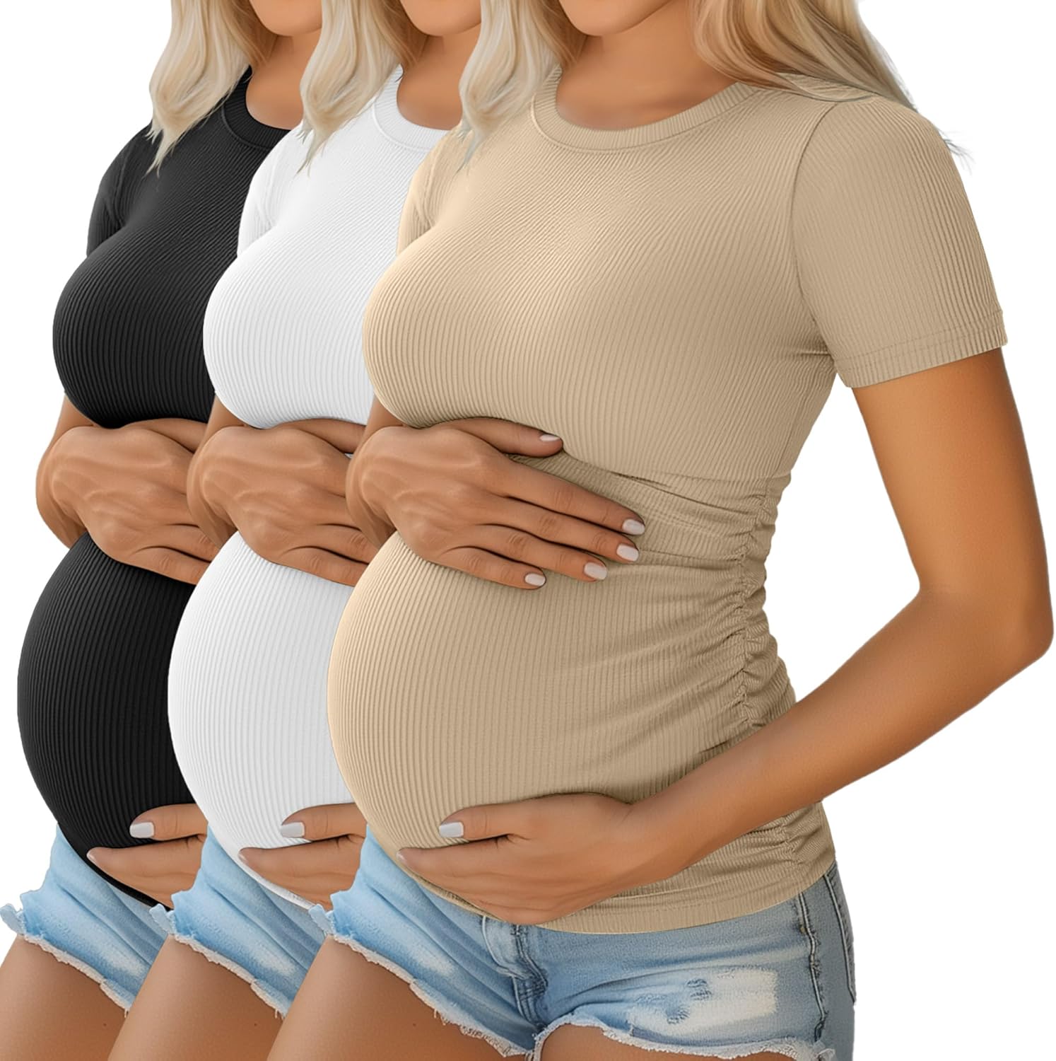 Comfortable Maternity Shirts for Women - 3 Pack Casual Tops