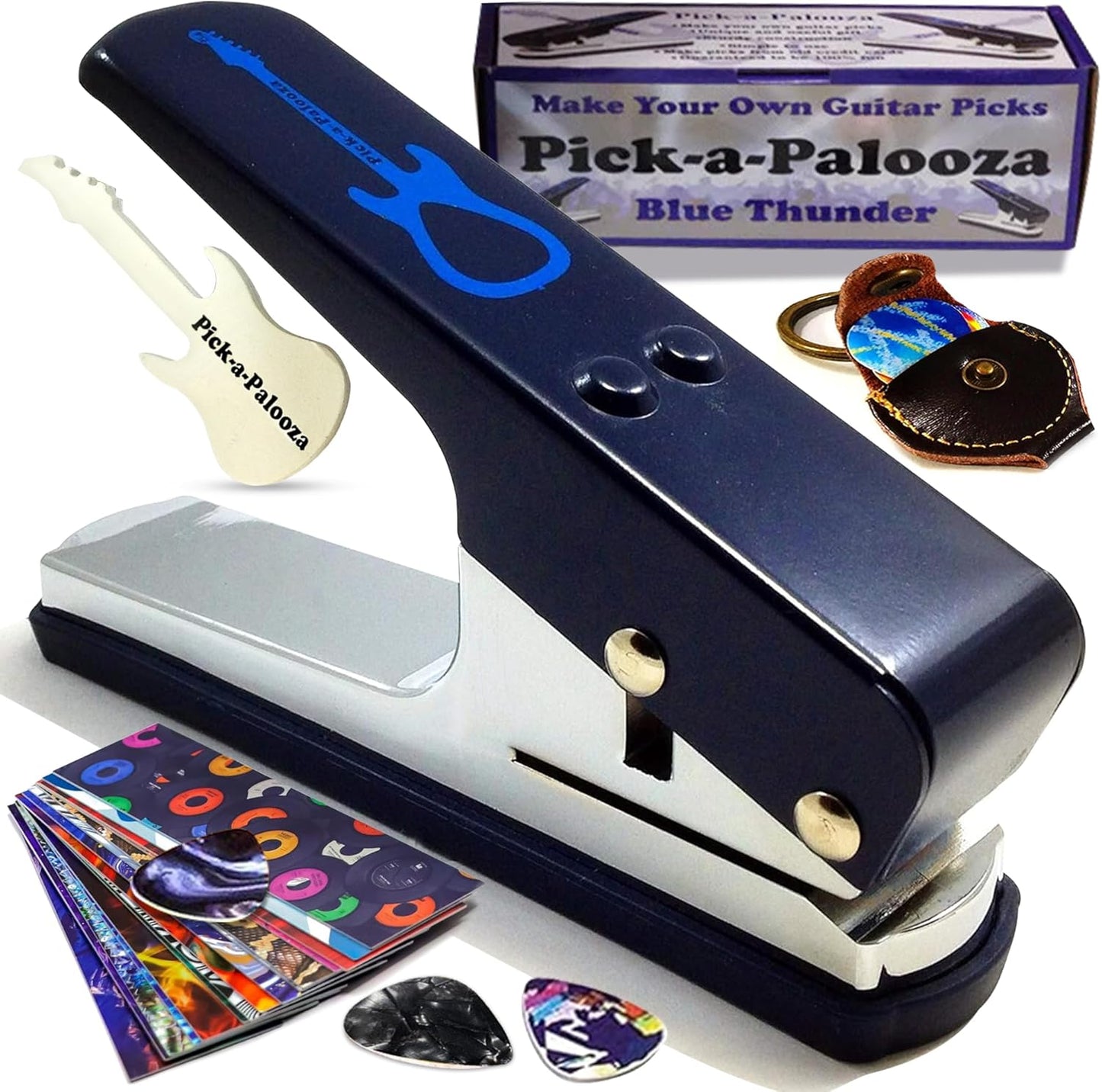 Custom Guitar Pick Maker Set - Unique Musician Gift - Blue Punch