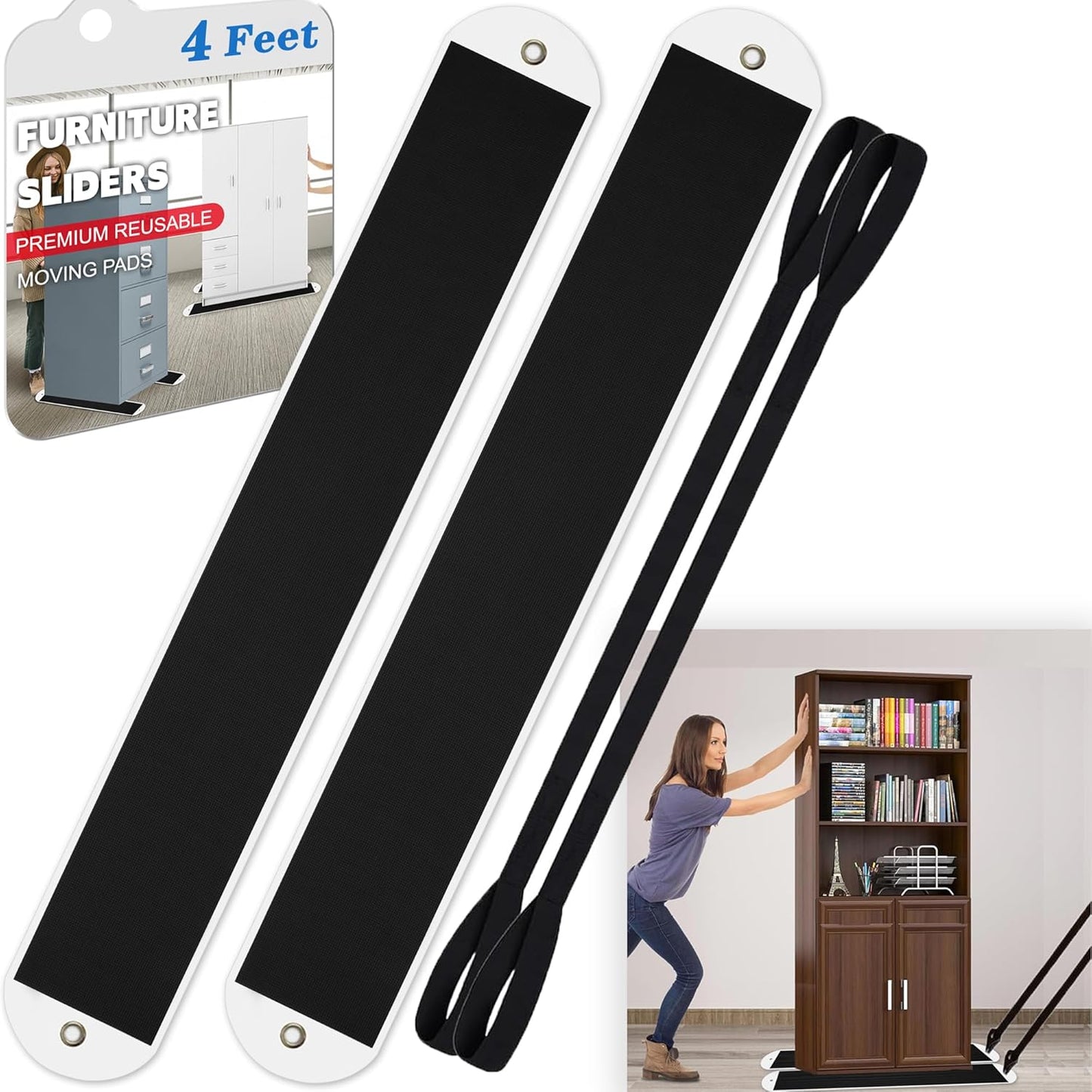 2 Pcs Large Appliance Slider with Pull Strap for Easy Moving