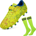 Kids Firm Ground Soccer Cleats with Socks - Easy Wear for Play