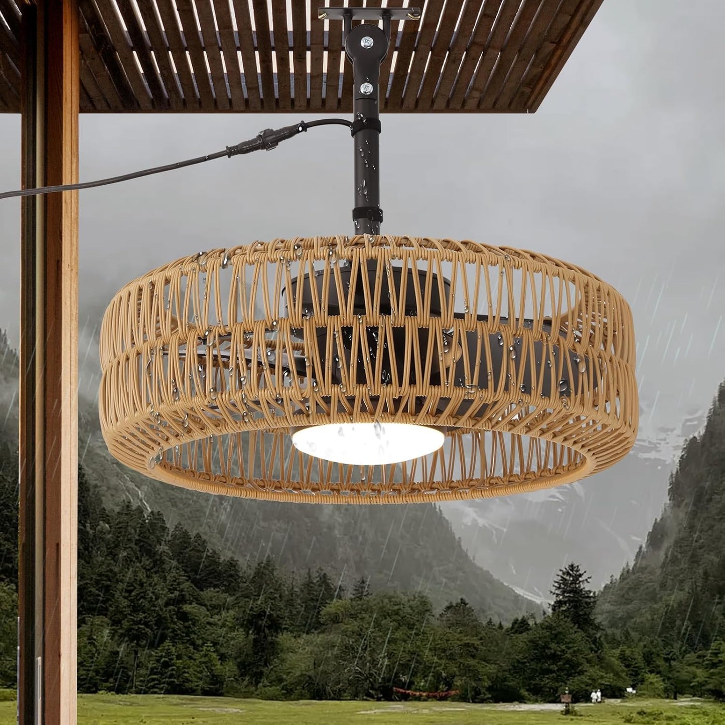 21in Waterproof Outdoor Ceiling Fan with Light for Patio Use