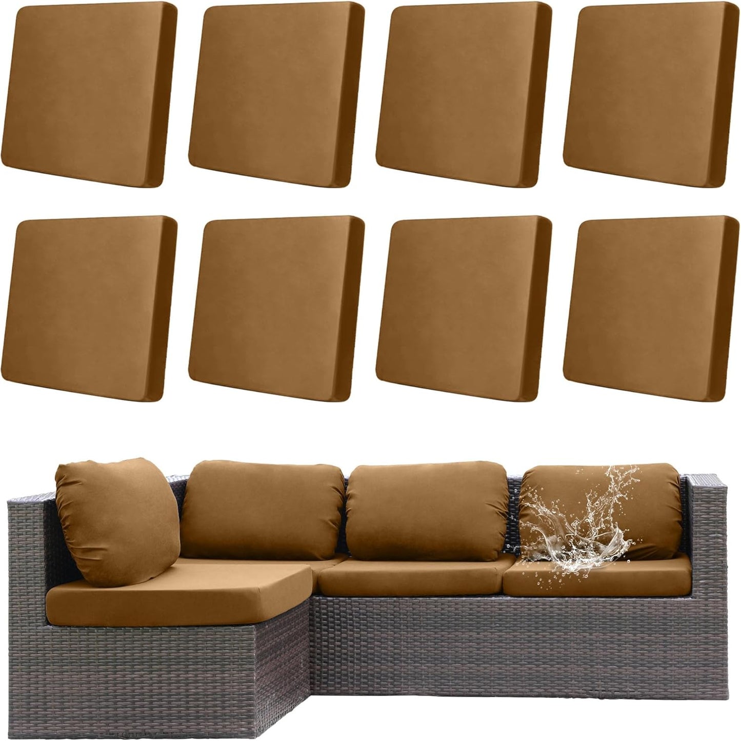 8Pcs Outdoor Cushion Covers Waterproof for Stylish Patios