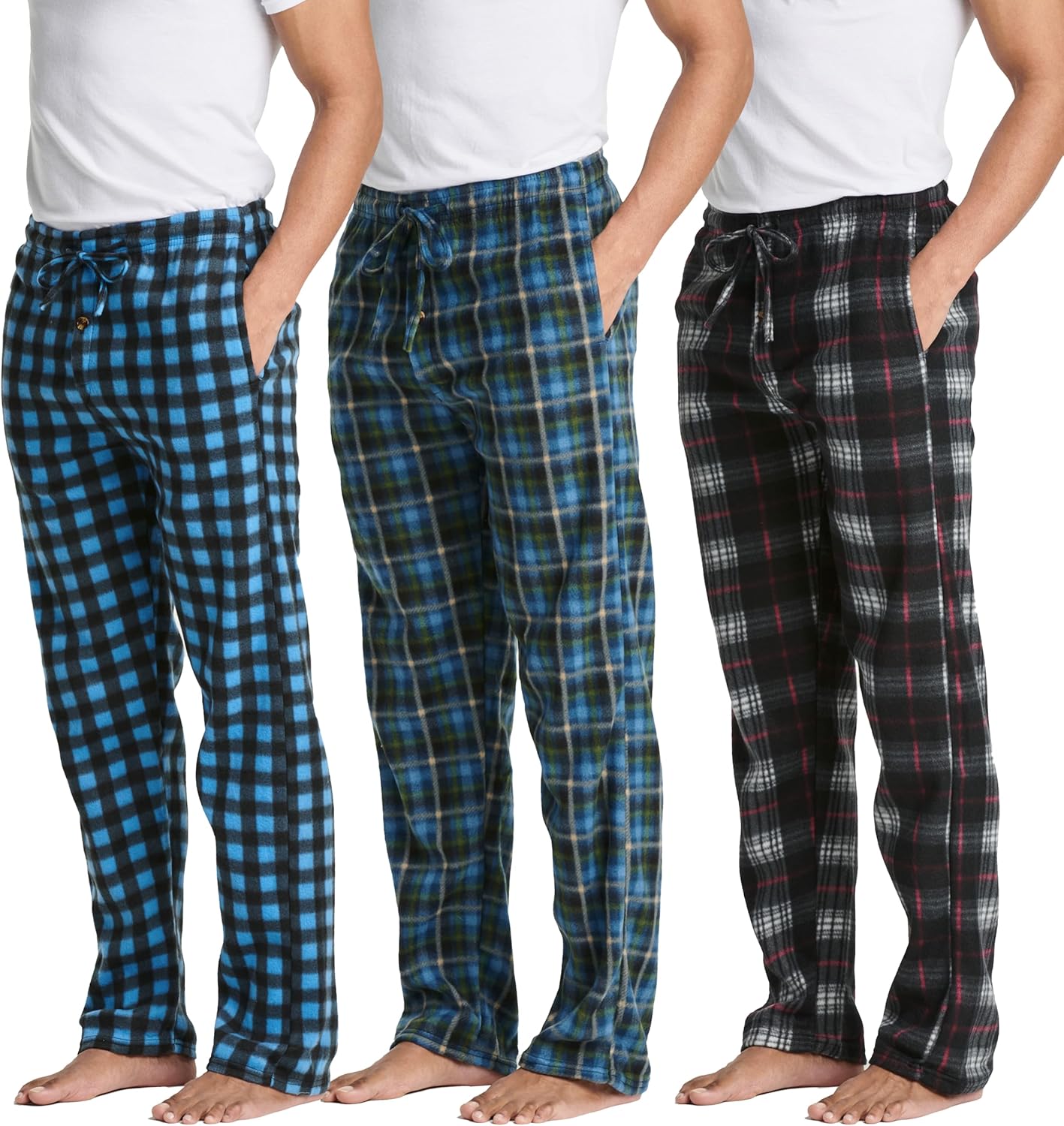 Real Essentials Men's Pajama Pants - Cozy Fleece Lounge Bottoms