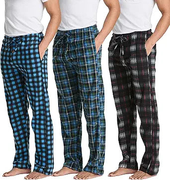Real Essentials Mens Fleece Plaid Pajama Pants for Comfort