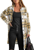 KIRUNDO Women's Flannel Plaid Shacket Jacket - Oversized Casual Layer