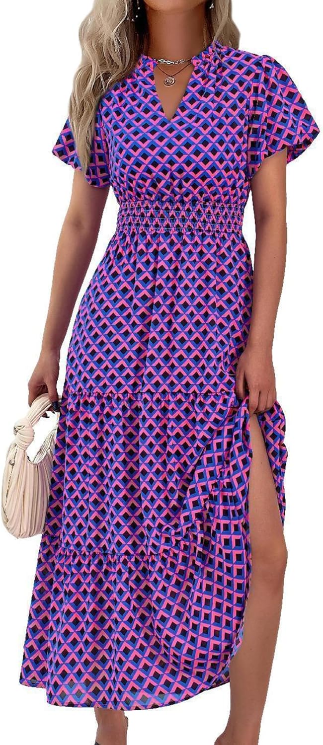 Floral Summer Maxi Dresses for Women 2025 Casual V Neck