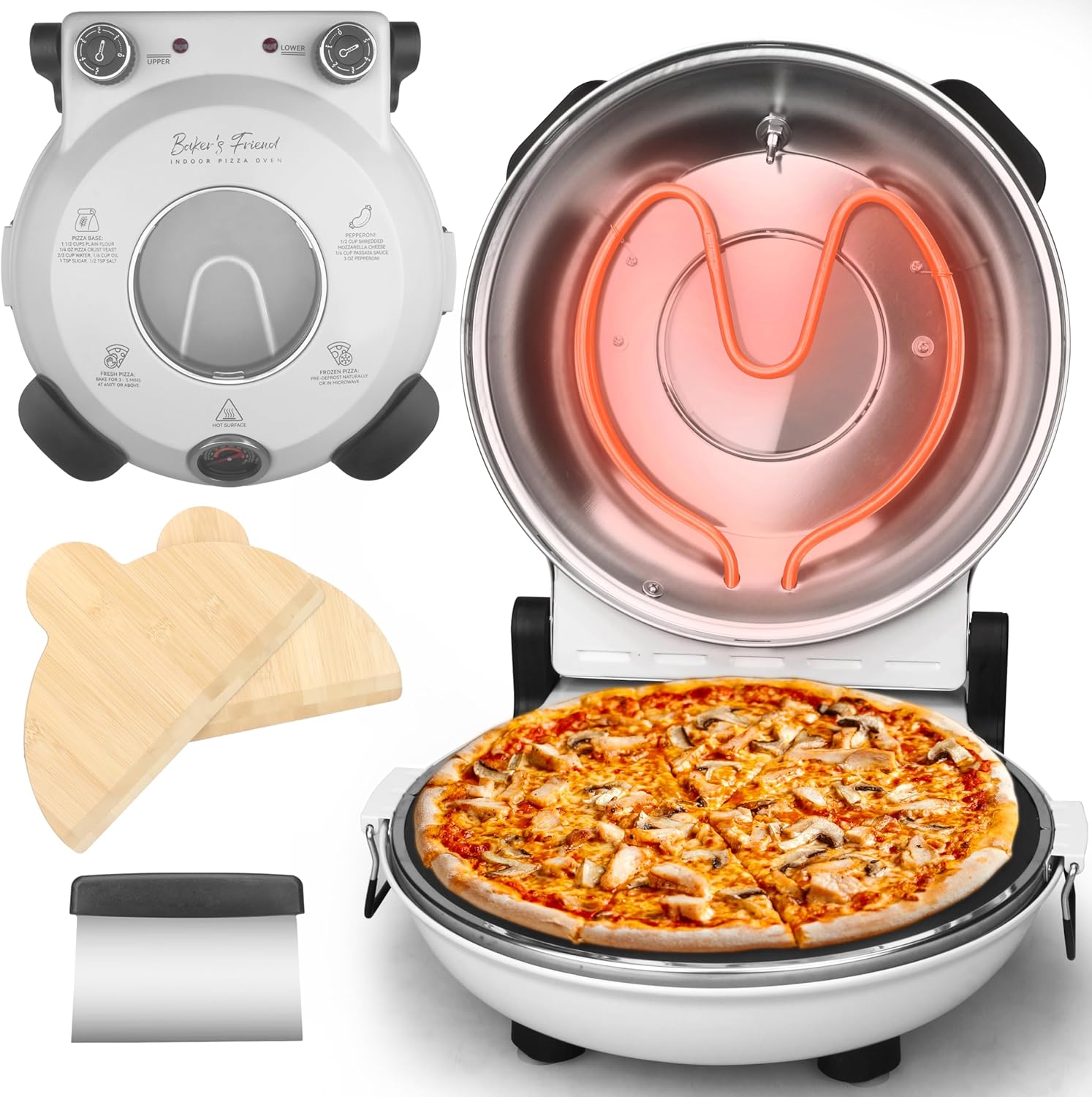 Electric Pizza Oven for Home Cooking with Premium Ceramic Stone