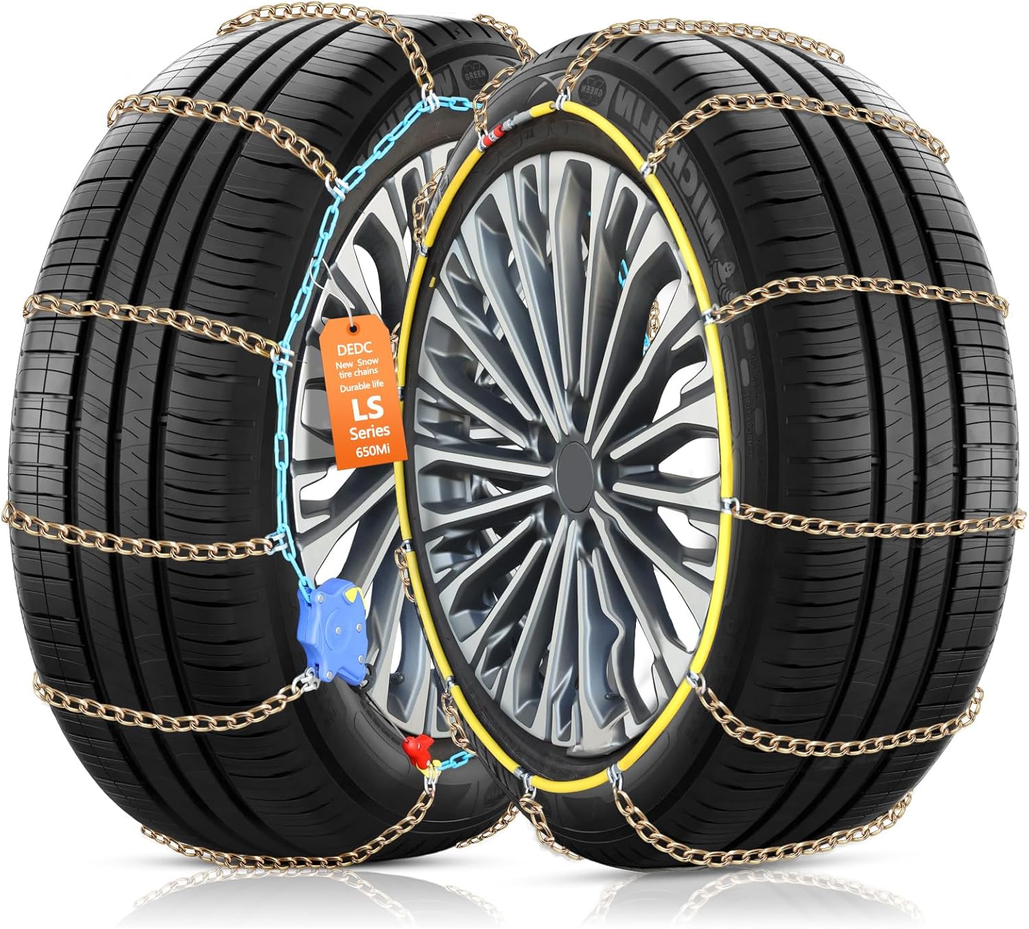 DEDC Auto Lock Snow Tire Chains for Cars and SUVs - 650 Mi Life
