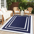 Outdoor Rug 5x8 ft Reversible Waterproof Patio Rug - Navy & White