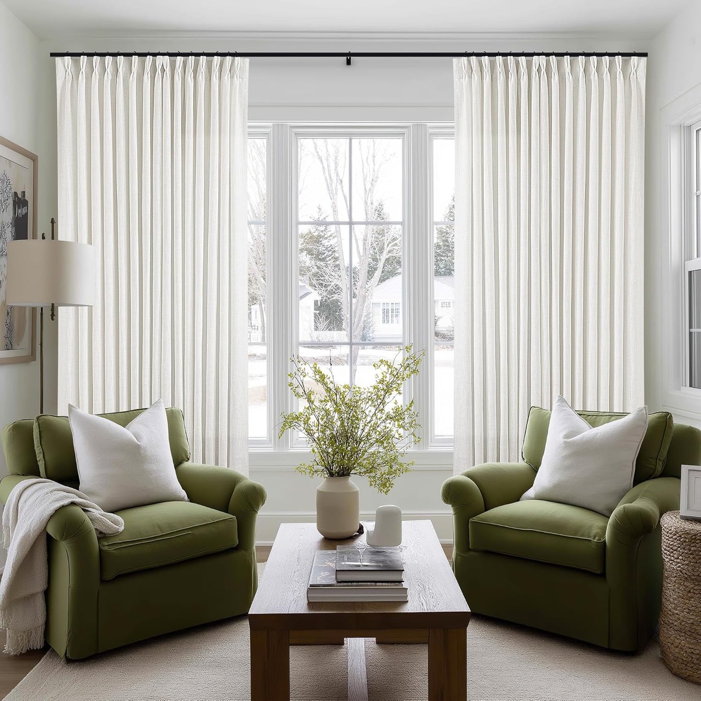 100 Inch Width Curtains 96 Inches Long Pinch Pleat Linen Drapes
