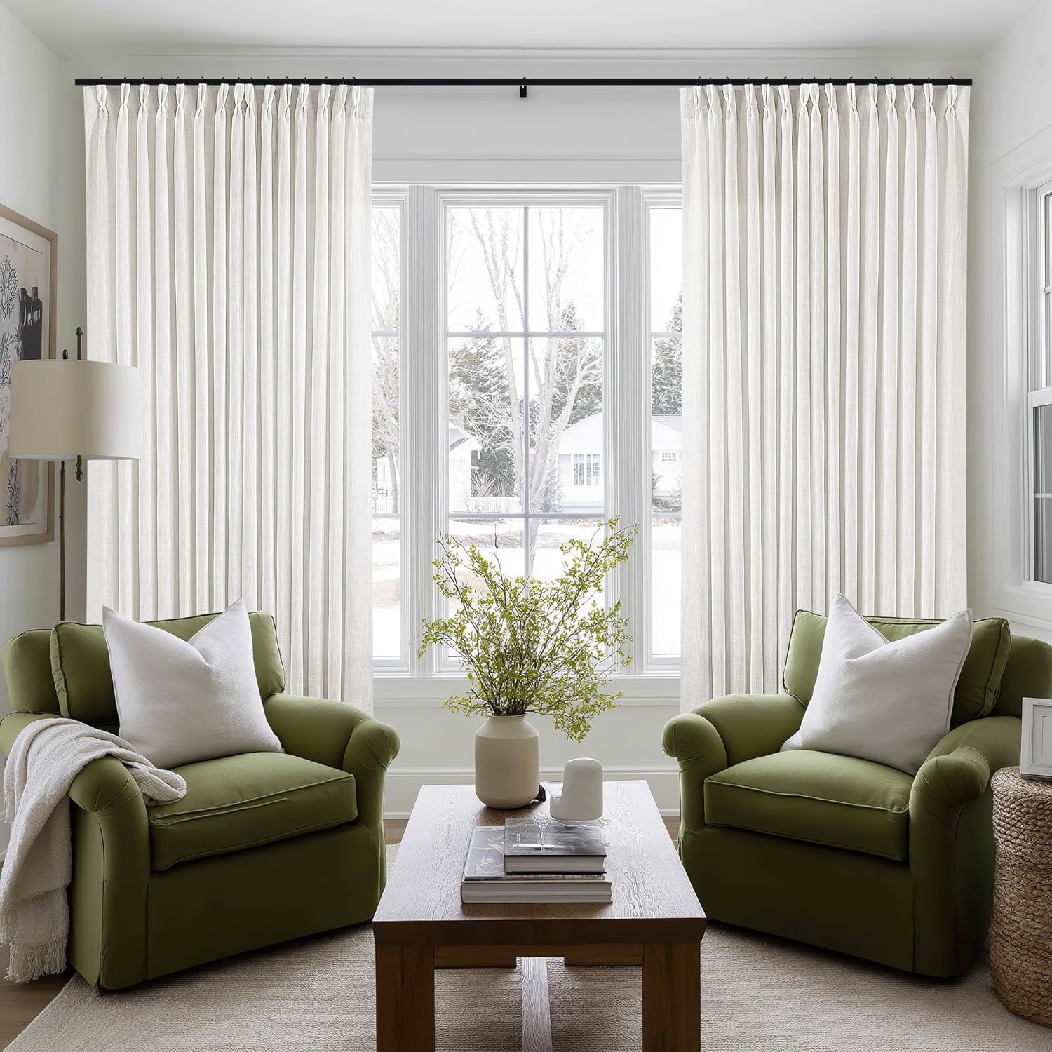 100 Inch Width Curtains 96 Inches Long Pinch Pleat Linen Drapes