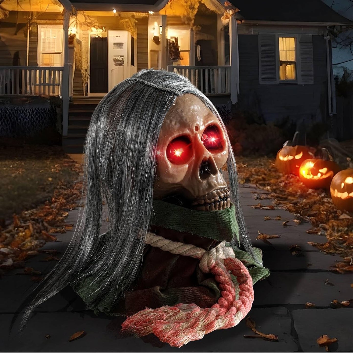 Creepy Moving Skeleton Prop with Sounds for Halloween Decor