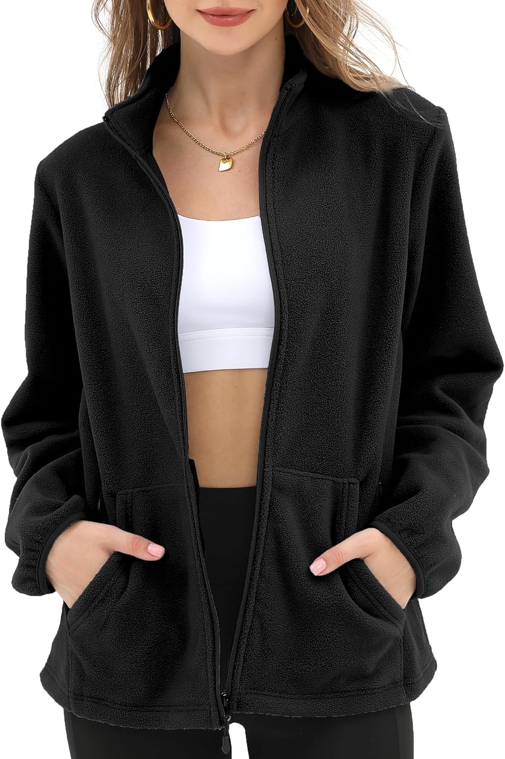Argstar Women's Fleece Jacket with 6 Pockets for Comfort