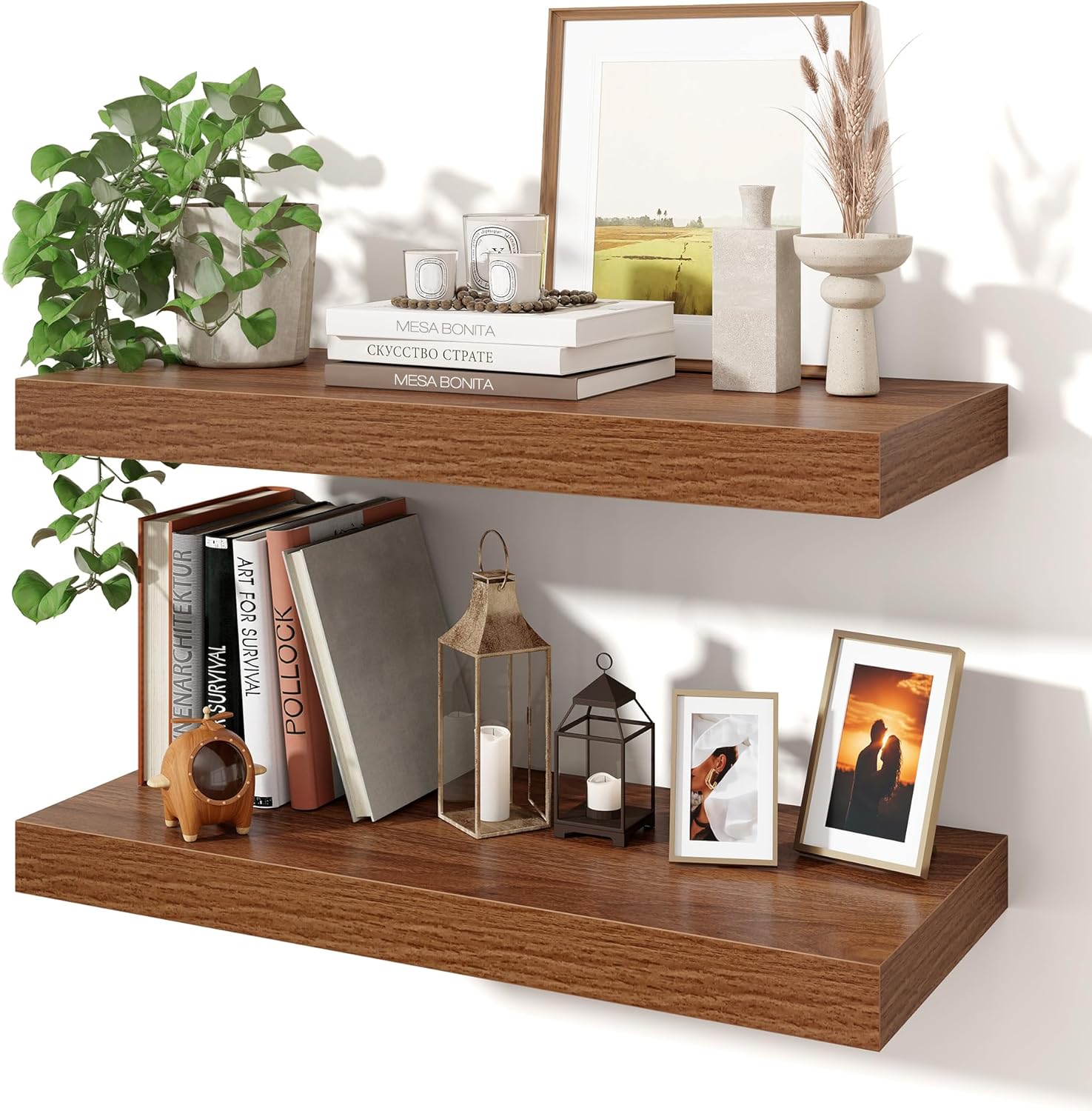 Axeman 24Inch Floating Shelves for Wall - Rustic Wood Design