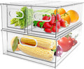 Refrigerator Organizer Bins 3 Pack with Pull-out Drawer - Stackable