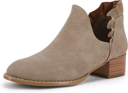 FISACE Womens Ruffled Ankle Boots for Stylish Western Looks