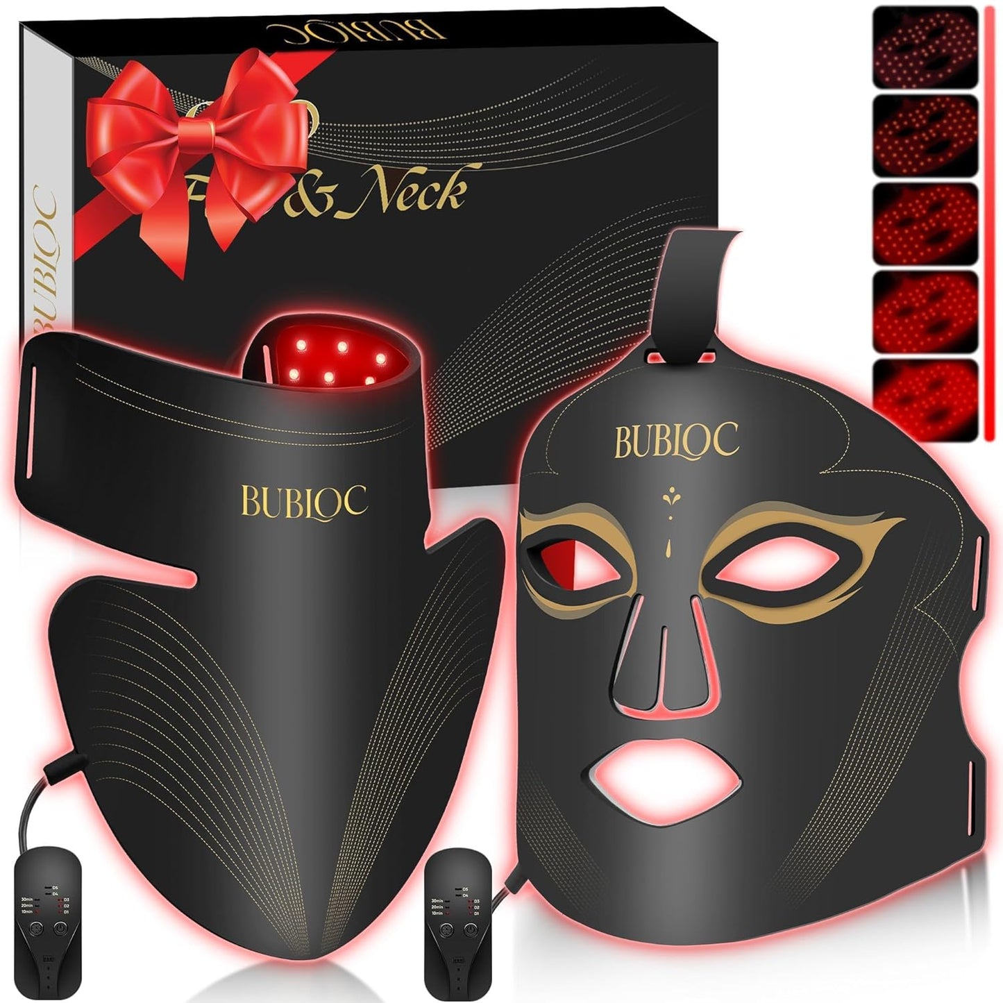 Red Light Therapy Mask Set with Adjustable Brightness for Skin
