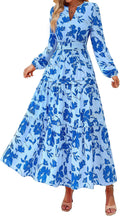 PRETTYGARDEN Women's Boho Maxi Dress - Elegant Floral Fall Dress