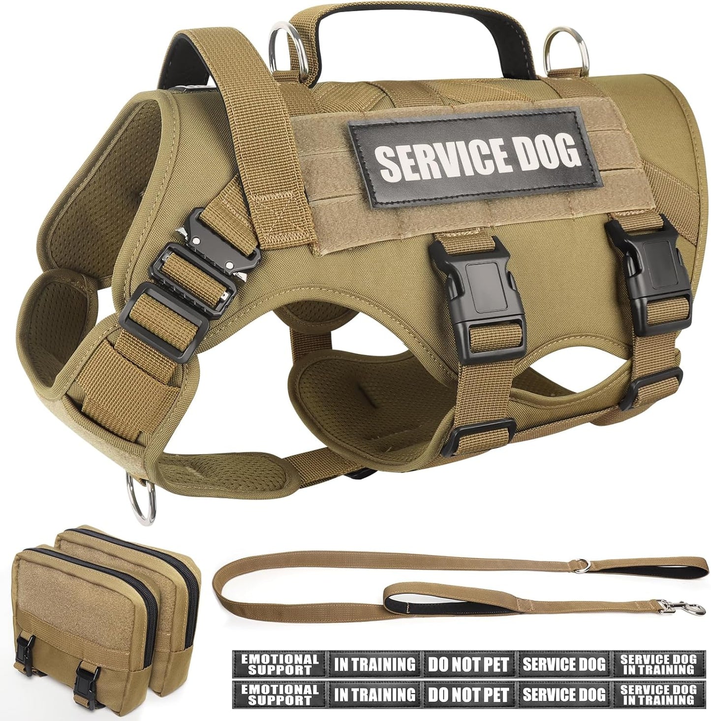 WINSEE Tactical Dog Harness with Leash for Large Breeds