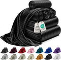 Satin Bed Sheets Full Size - 6 Piece Luxury Silky Striped Set