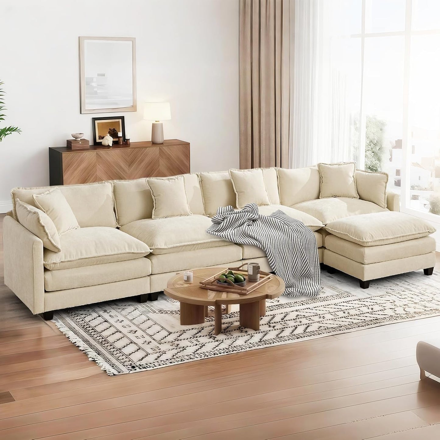 SoarFlash 149.61in Chenille Sectional Sofa for Modern Living