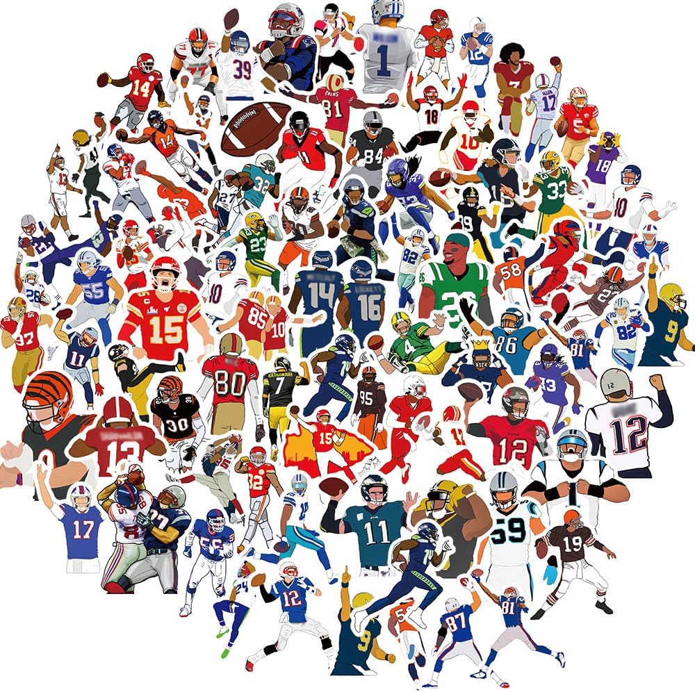 100 Waterproof Football Vinyl Stickers for Fans