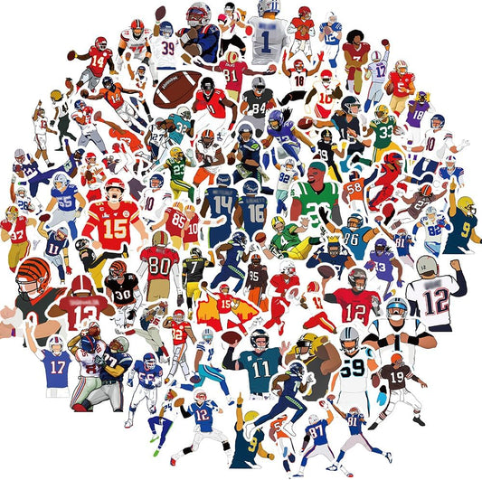100 Waterproof Football Vinyl Stickers for Fans