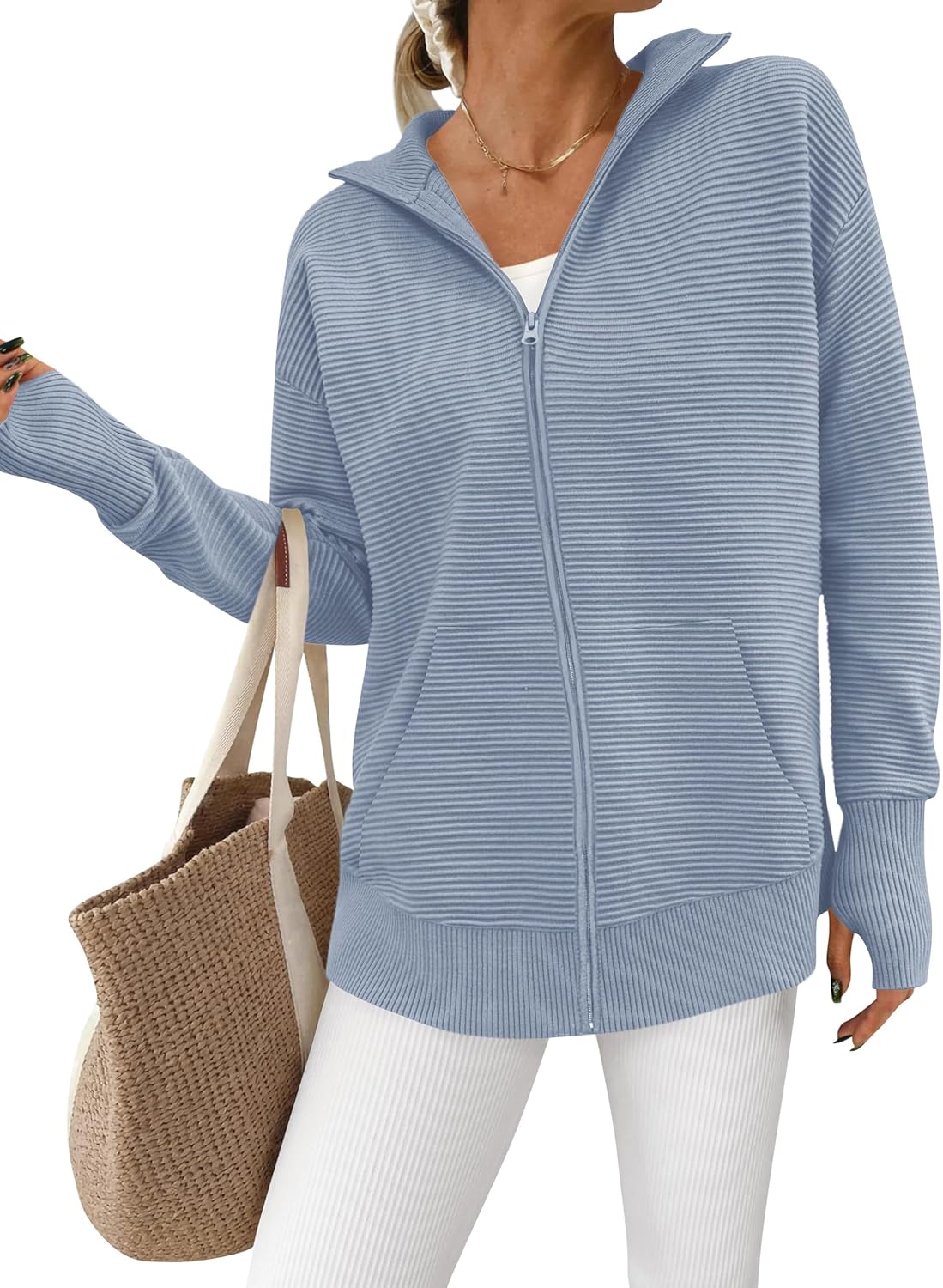PRETTYGARDEN Womens Fall 2025 Long Sleeve Zip Up Cardigan