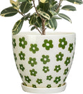 Ceramic Flower Pot 10 in Plant Pot with Drainage - Glossy White
