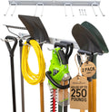 Wall-Mounted Rack with 4 Garage Hooks - Heavy-Duty Tool Organizer