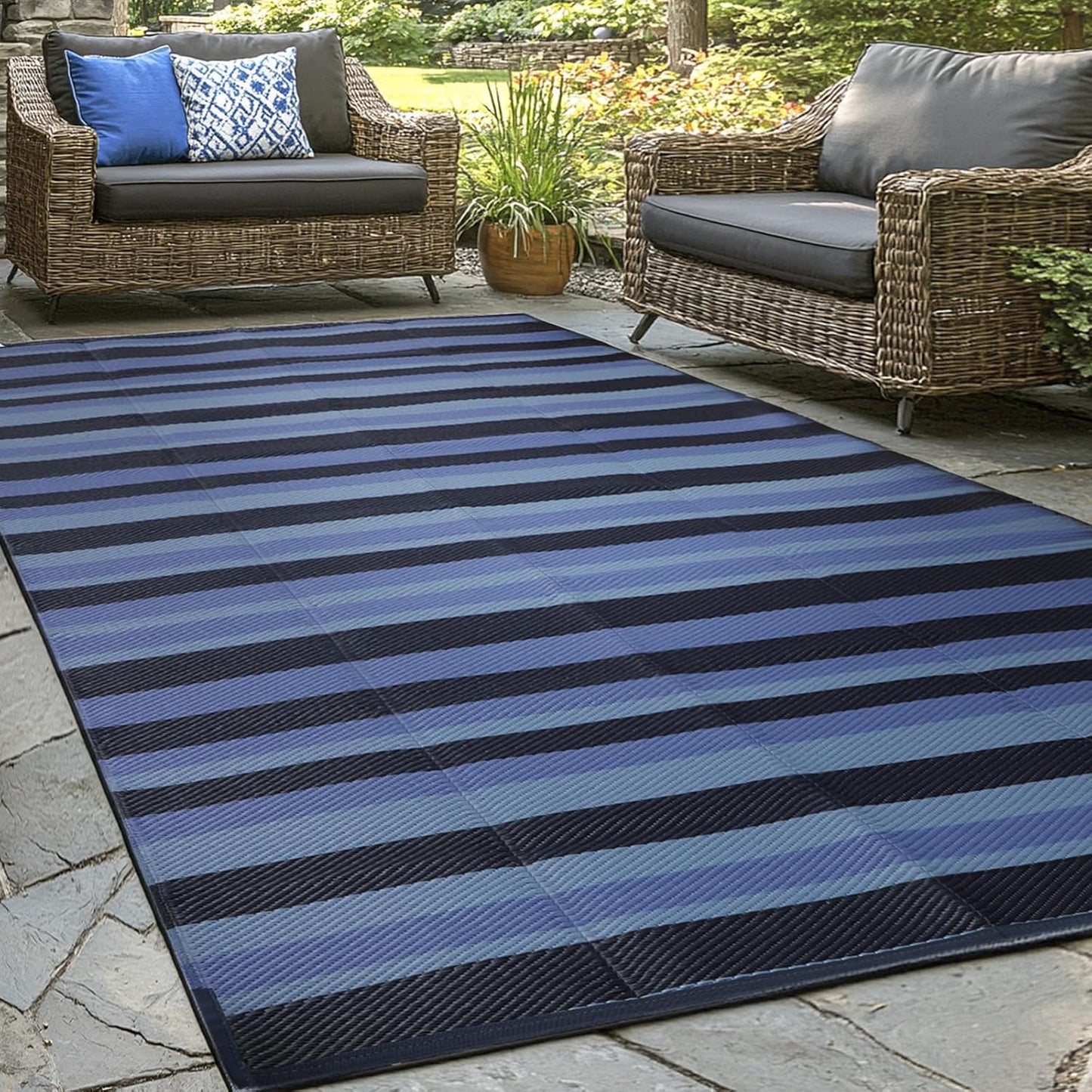 wikiwiki Outdoor Rug 9x12ft Waterproof Reversible Mat for All