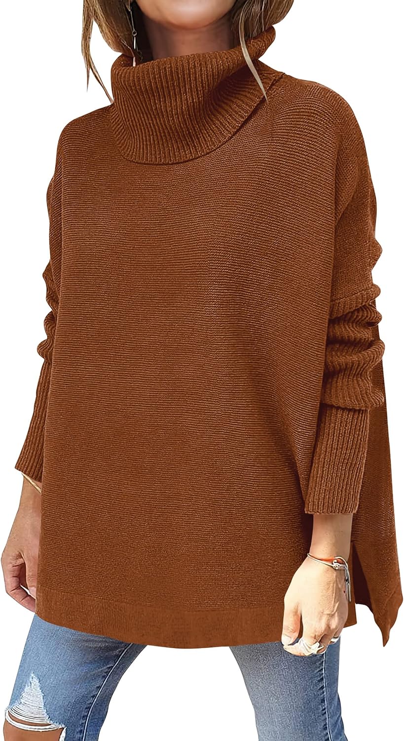 Oversized Turtleneck Batwing Sleeve Sweater for Women