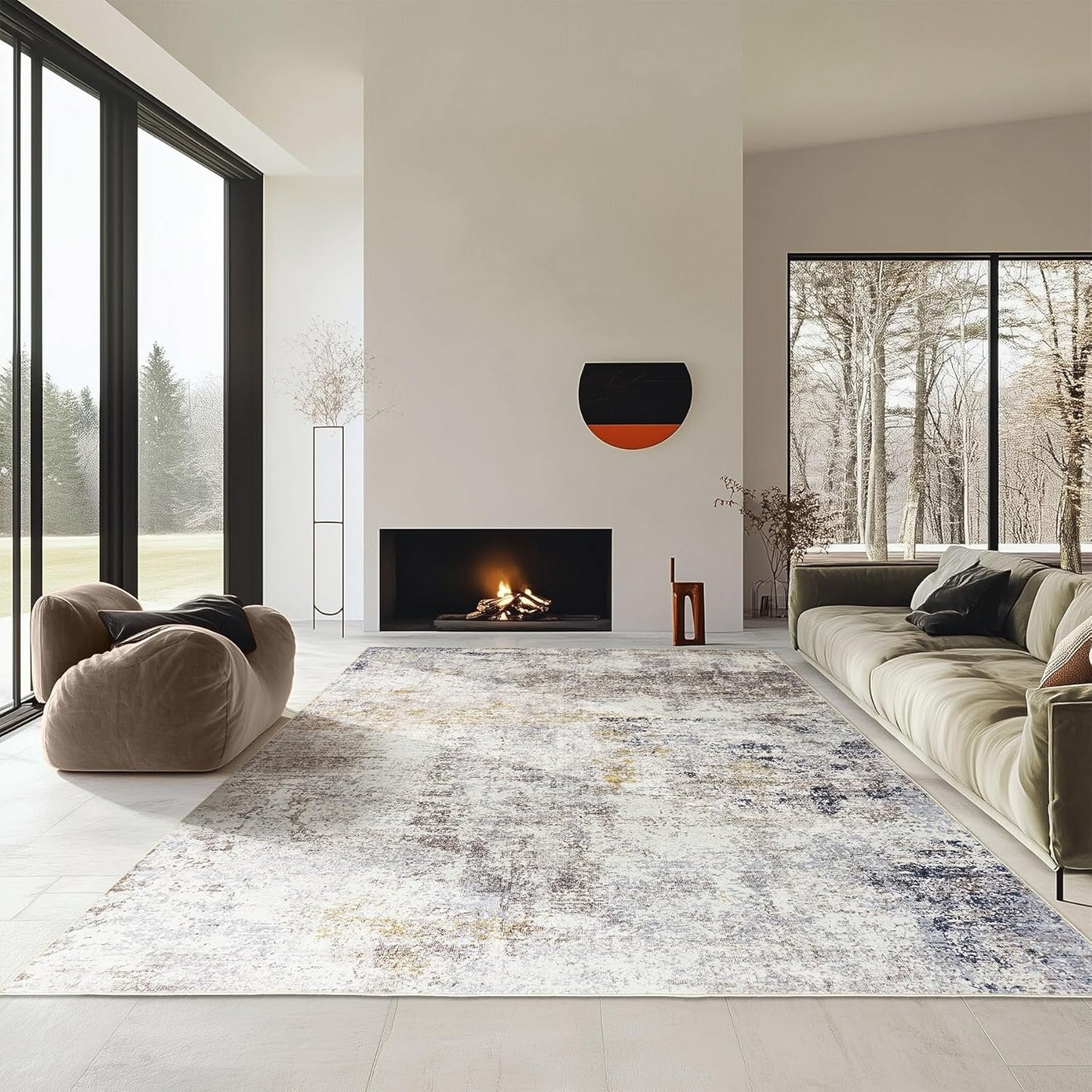 6x9 Modern Abstract Area Rug for Living Room and Bedroom