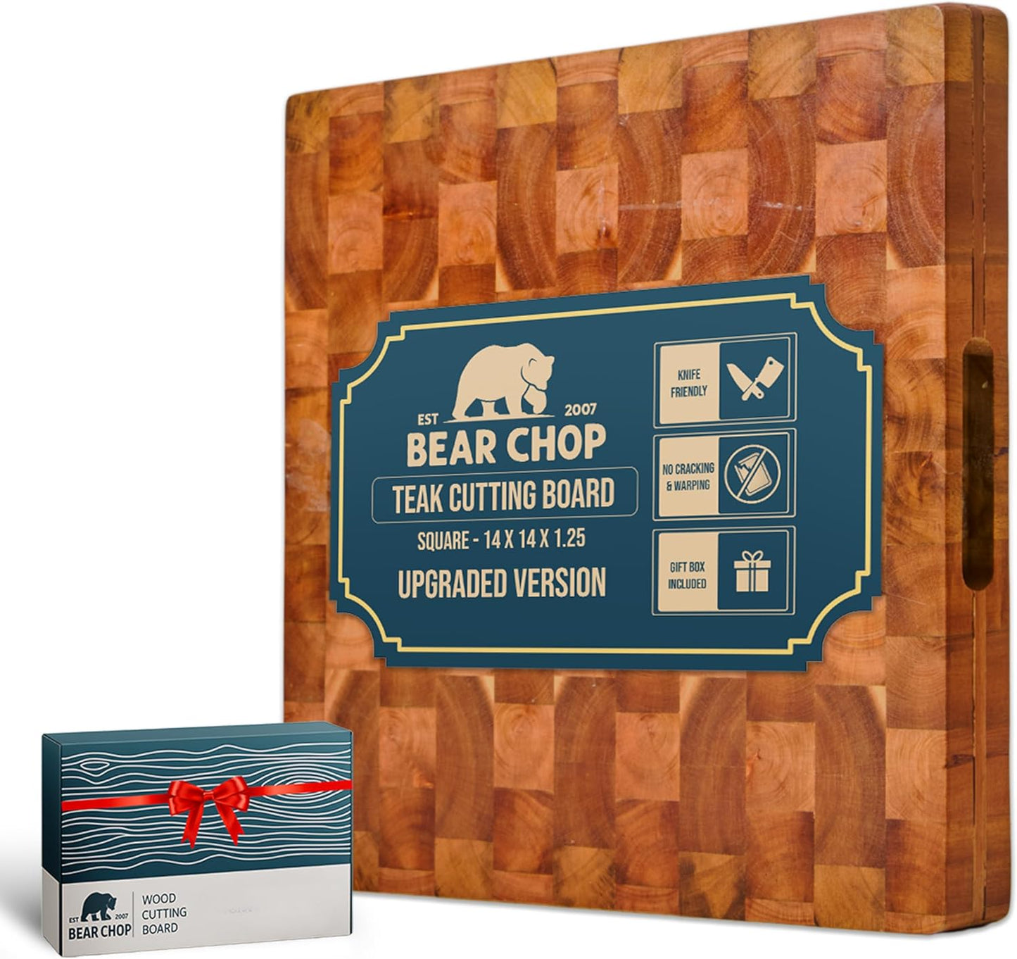 Bearchop Square Acacia Wood Cutting Board for Kitchen Use