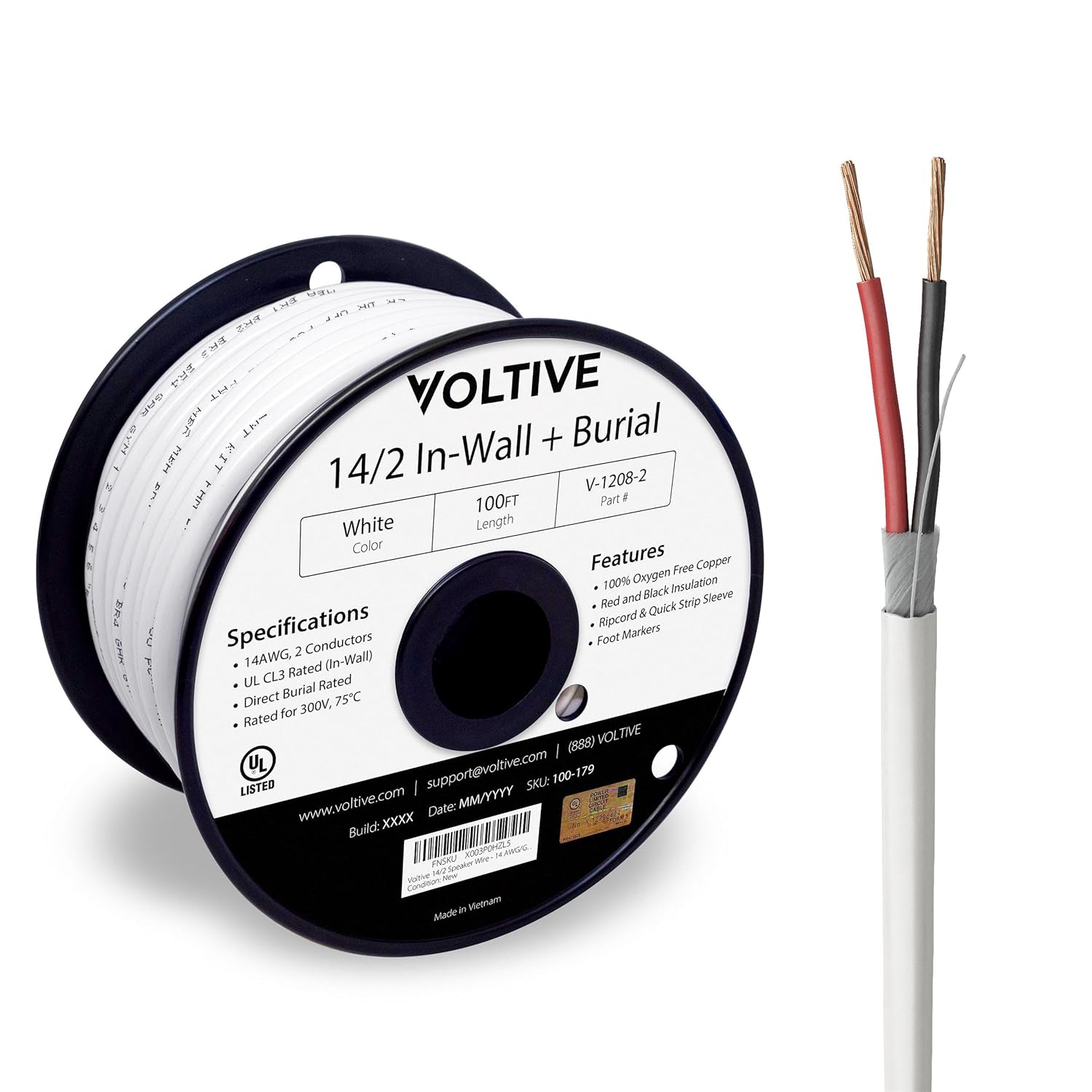 Voltive 14/2 Speaker Wire - Premium 14 AWG for Any Application