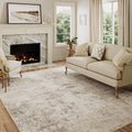 Soft Washable Beige Grey Area Rug - Non Slip & Stylish!