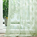 Kotile Sage Green Sheer Curtains 108 in Panel Pair - Elegant Floral