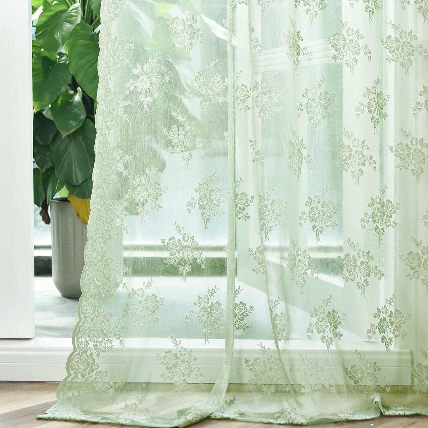Sage Green Sheer Curtains 108 Inches Long for Elegant Living Room