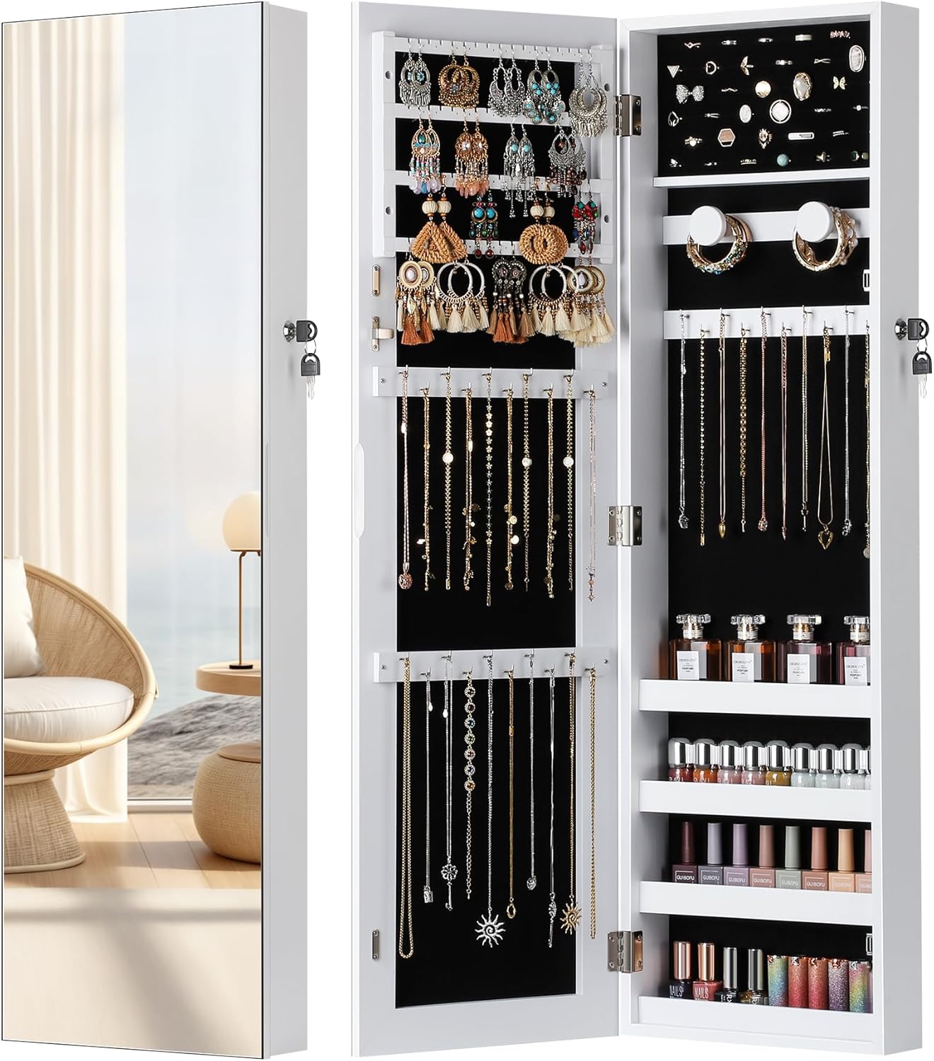 Nicetree Mirror Jewelry Cabinet: Stylish Storage & Full Length Mirror
