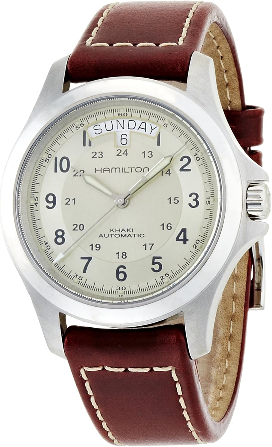 Hamilton Swiss Made Auto Watch | 40mm Steel Case | Stylish Brown Leather Strap