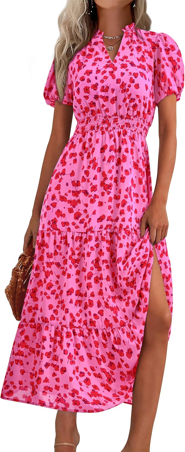 Floral Summer Maxi Dresses for Women 2025 Casual V Neck
