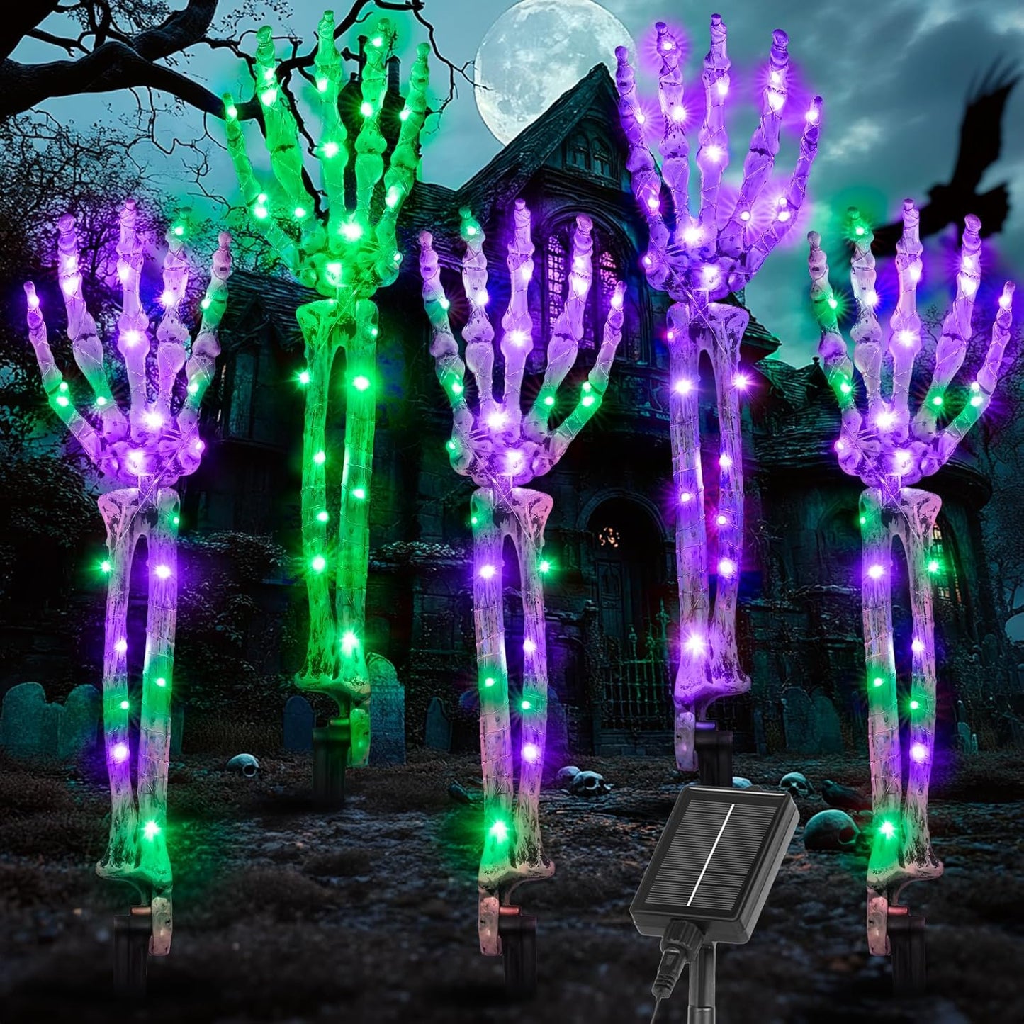 5-Pack Solar Lighted Skeleton Arm Stakes for Halloween Decor
